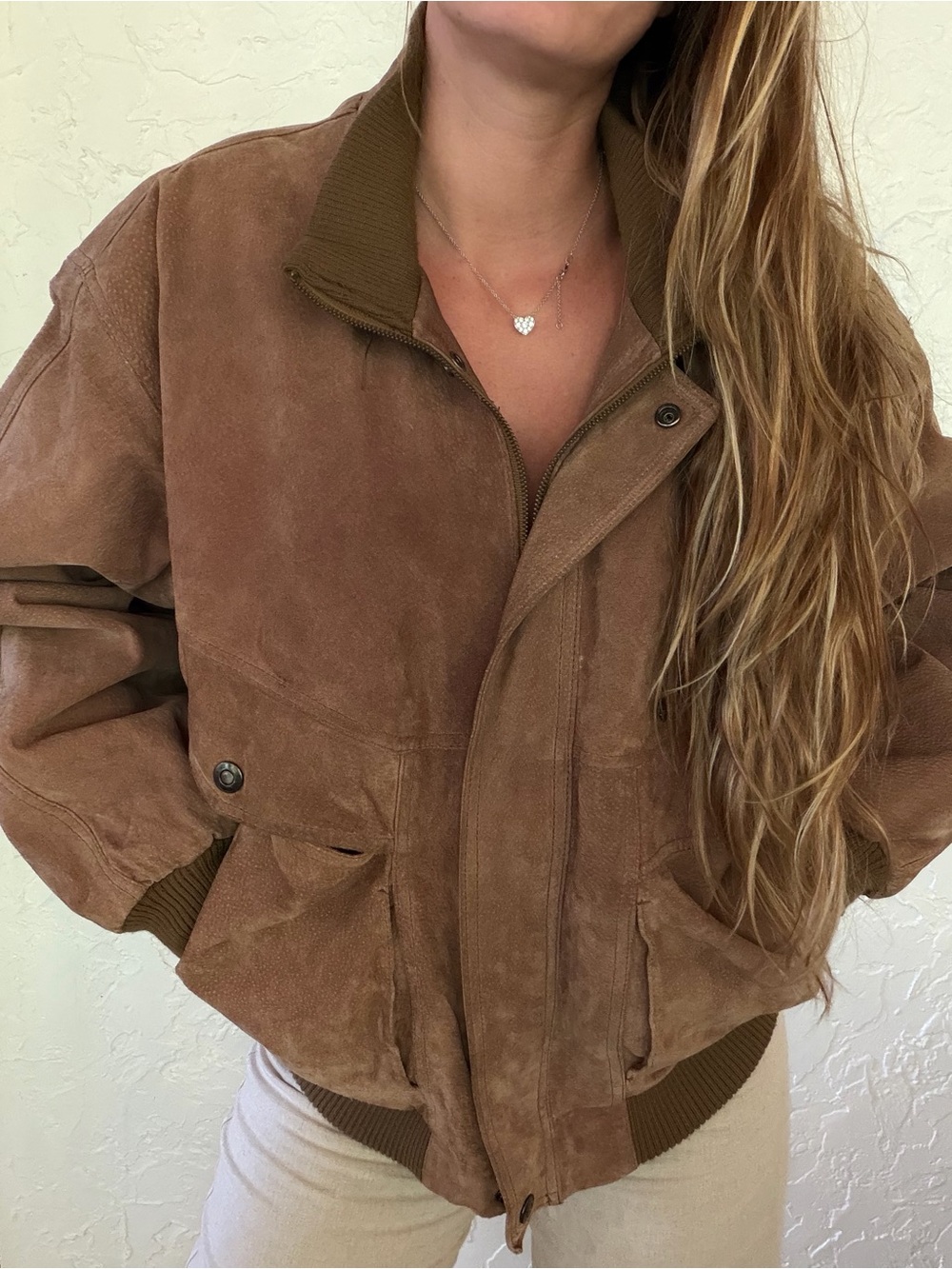 Vintage Charles Klein Brown Leather Bomber Jacket - Men